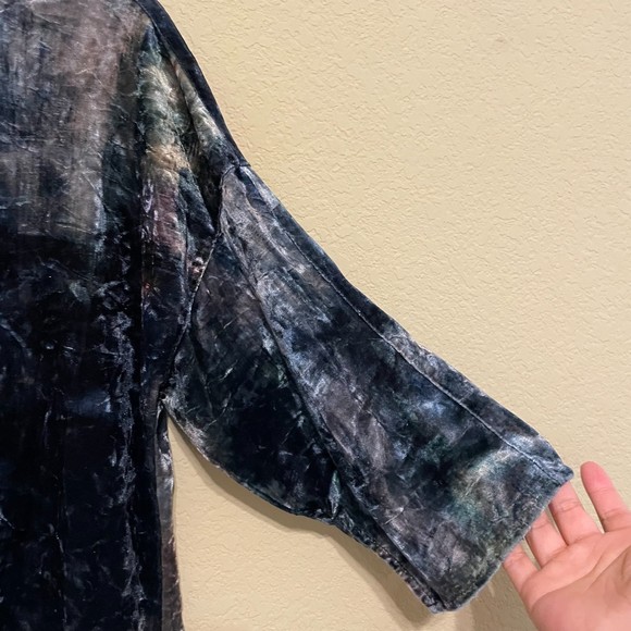 Soft Surroundings Velvet Abstract Watercolor 3/4 Pullover Top Womens Medium Boho - Picture 5 of 7